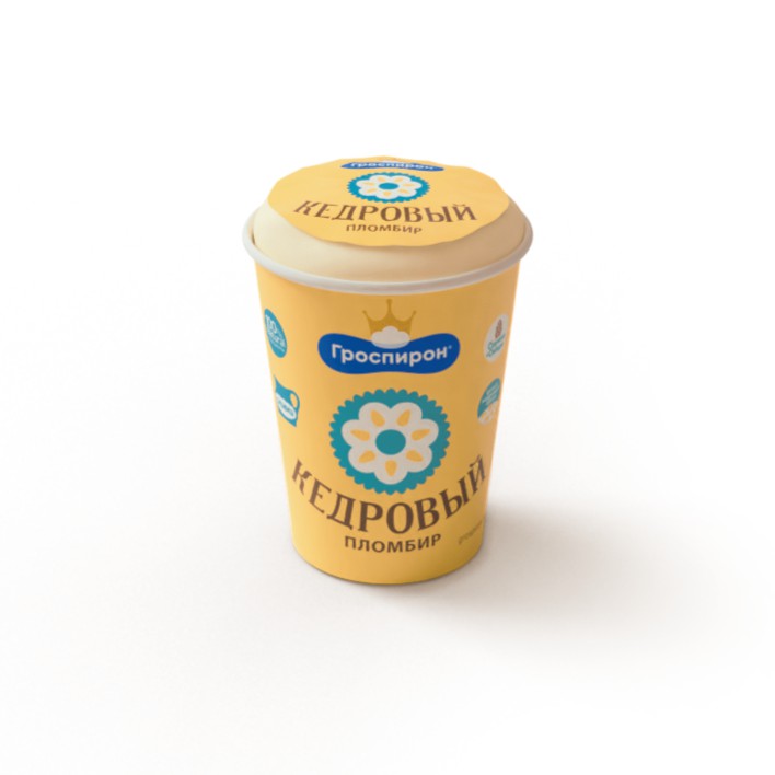 Бумажный стаканчик пломбир ванильный на натуральных сливках с кедровым орехом «Кедровый Пломбир»