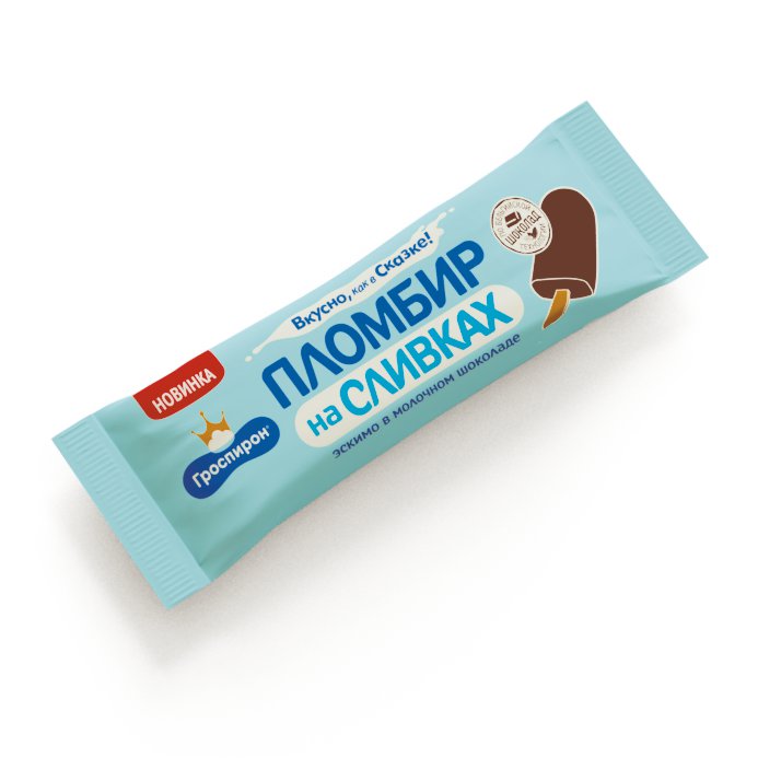 Эскимо пломбир на натуральных сливках в молочном шоколаде «Пломбир на сливках»